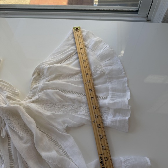 Miss June Paris Blouse Womens White Boho Cold Shoulder Bell‎ Sleeve Lace S/M - Picture 16 of 16